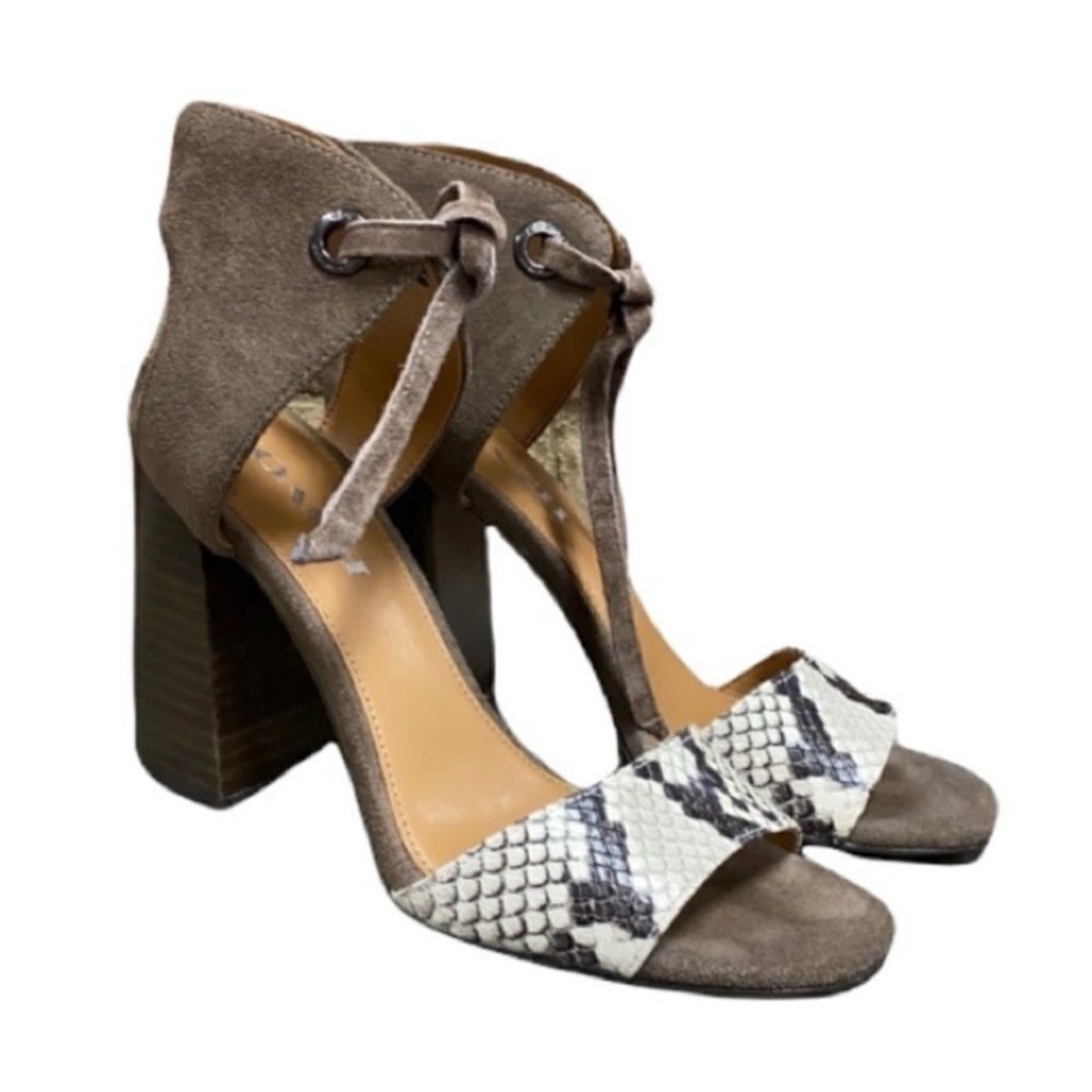 Coach Madison Lux Snake/Suede Block Heel